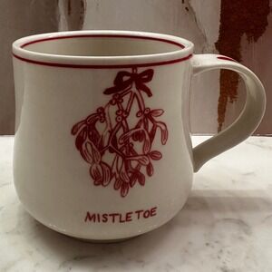 Molly Hatch Mistletoe Christmas Coffee Mug Red Stoneware Holiday Anthropologie